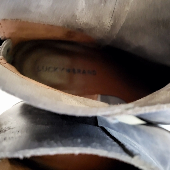 LUCKY BRAND Kaiya Distressed Leather and Suede Bootie Gray Women's 9.5M - Picture 12 of 14